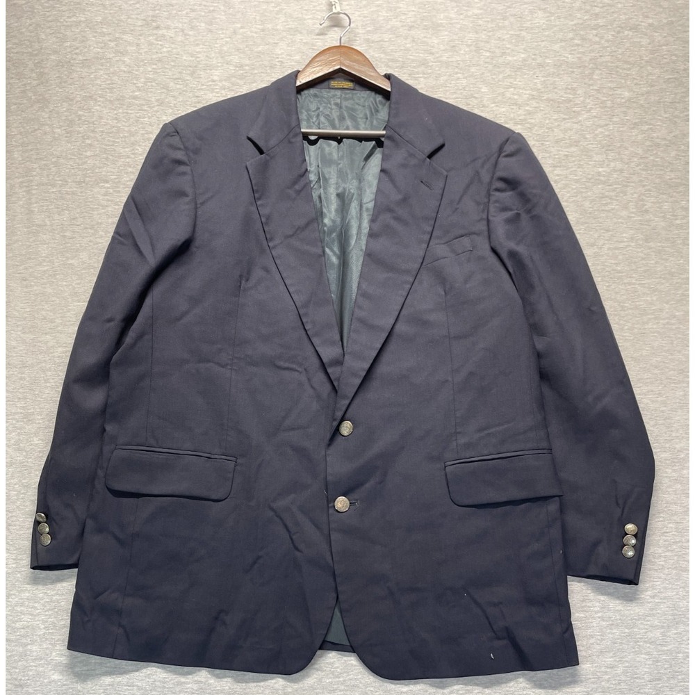 Oscar de la Renta Blazer Jacket Mens 46R Blue Wool Single Breasted Notch Lapel